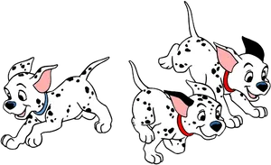 Playful Dalmatian Puppies Cartoon PNG Image