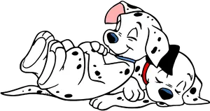 Playful Dalmatian Puppies Cartoon PNG Image