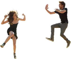 Playful Jumpand Dodge Moment PNG Image