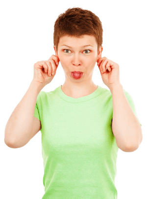 Playful Mocking Gesture Woman.png PNG image with transparent background