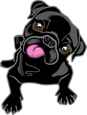 Pug Vector Free - Black Pug Cartoon Png, Transparent Png PNG image with transparent background