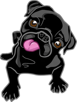 Playful Pug Cartoon PNG Image