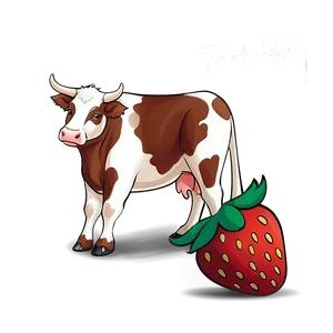 Playful Strawberry Cow Png Vwr51 PNG Image