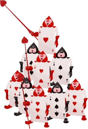 Playing Cards Human Tower PNG Image