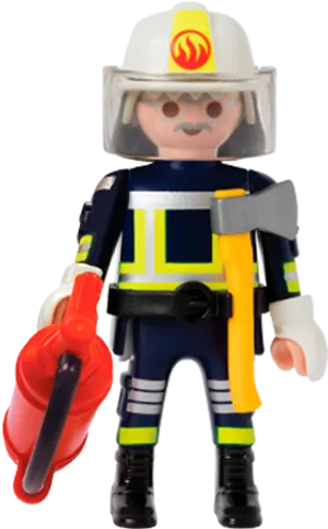 Playmobil Firefighter Figure With Axeand Extinguisher PNG Image