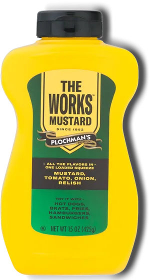 Plochmans The Works Mustard Bottle PNG Image