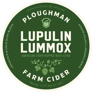 Ploughman Lupulin Lummox Cider Label PNG Image