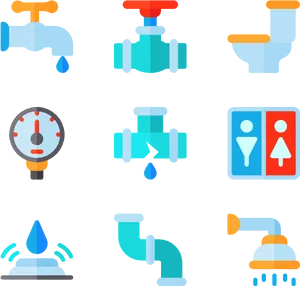 Plumbing Icons Set PNG Image