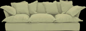 Plush Beige Couch With Pillows PNG image with transparent background