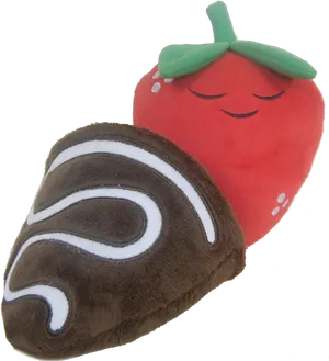 Plush Chocolate Covered Strawberry Smiling PNG Image