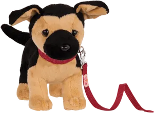 Plush German Shepherd Puppy With Leash PNG Image