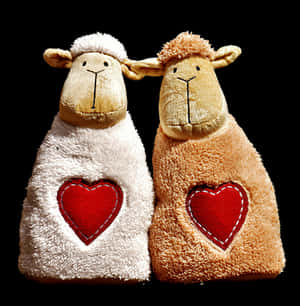 Plush Sheep With Hearts Toy Figurines PNG image with transparent background