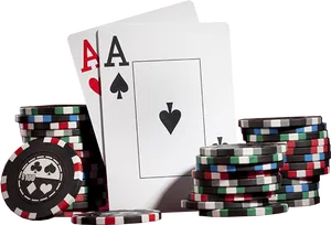 Pocket Aces Poker Chips Stack PNG Image