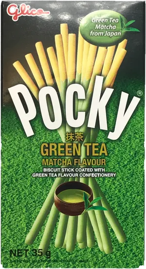 Pocky Green Tea Matcha Flavor Packaging PNG Image