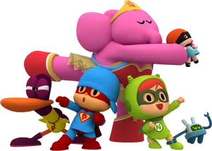 Pocoyo_and_ Friends_ Superhero_ Adventure PNG Image