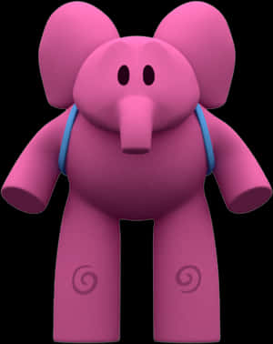Pocoyo Character Ellie Front View PNG image with transparent background