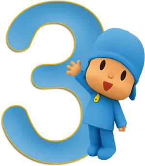 Pocoyo Number Three PNG Image