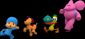 Pocoyoand Friends Animated Characters PNG image with transparent background