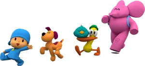 Pocoyoand Friends Animated Characters PNG Image