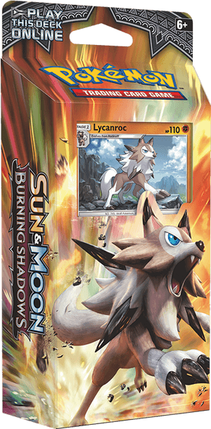 Pokemon Sun Moon Burning Shadows Lycanroc Pack PNG image with transparent background