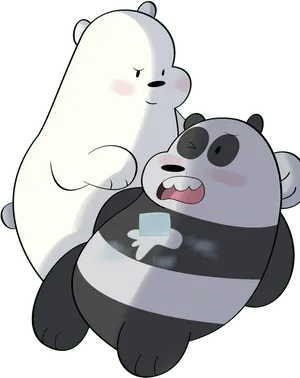 Polarand Panda Bear Hug PNG Image