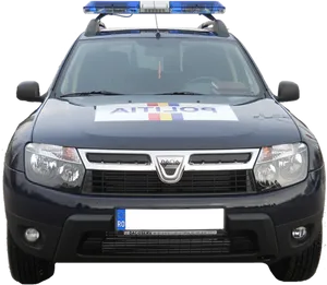 Police Car Front View Dacia Model PNG Image