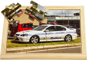 Police Car Puzzle Piece Assembly PNG Image