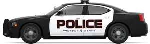 Police Car Side View Graphic PNG Image