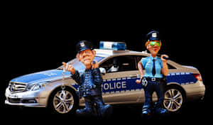 Police Carand Figurines Display PNG with transparent background