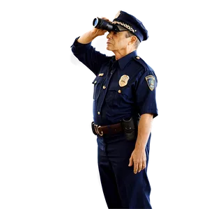 Police Officer With Binoculars Png Mux PNG Image