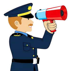 Police Officer With Megaphone Png Olg PNG Image