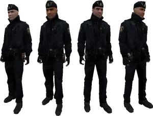 Police Officers Uniform Poses PNG Image