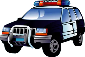 Police S U V Cartoon Illustration PNG Image