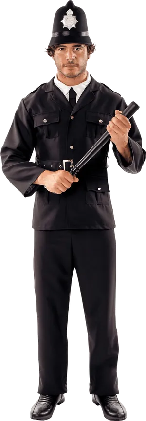 Policemanwith Batonand Notebook PNG Image