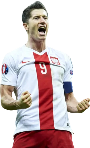 Polish Soccer Player Celebration PNG Image