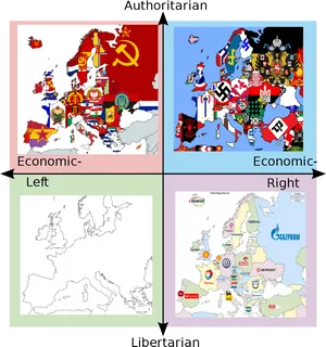 Political Spectrum Europe Cartoon Map PNG Image