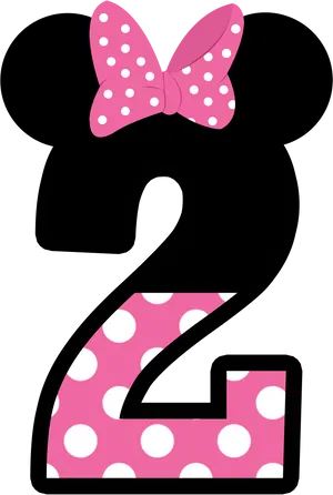 Polka Dot Bow Number2 Graphic PNG Image