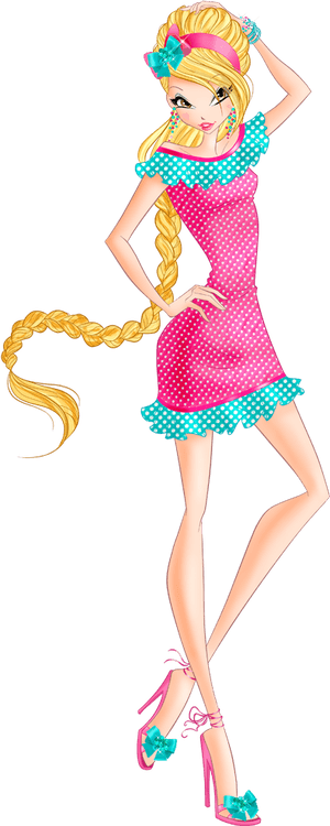 Polka Dot Dress Cartoon Character PNG with transparent background