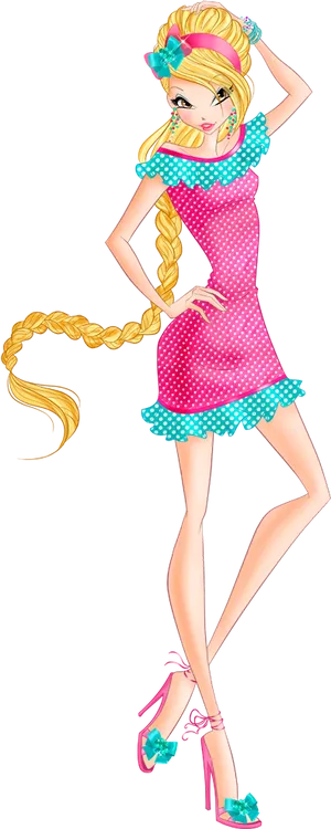 Polka Dot Dress Cartoon Character PNG Image