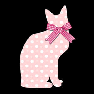 Polka Dot Pink Cat Illustration PNG image with transparent background