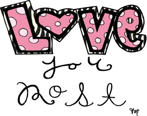 Polka Dotted Pink Love Graphic PNG Image