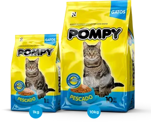 Pompy Cat Food Bags Fish Flavor PNG Image