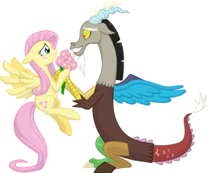 Pony_ Giving_ Flowers_to_ Creature PNG Image