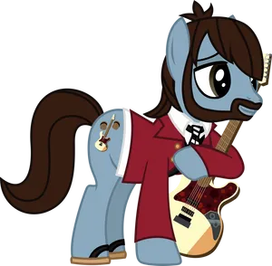 Pony_ Musician_with_ Guitar_ Vector PNG Image