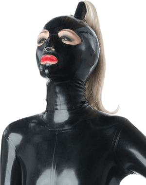 Ponytail Full Faced Hood - Bdsm Full Hood Latex, HD Png Download PNG image with transparent background