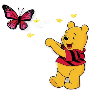 Pooh Bear With Butterfly Png Seq PNG Image