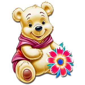 Pooh Bear With Flowers Png 31 PNG Image