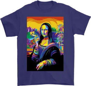 Pop Art Mona Lisa T Shirt Design PNG Image