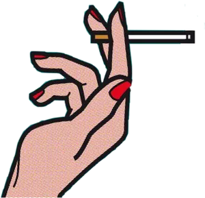 Pop Art Style Hand Holding Cigarette PNG Image