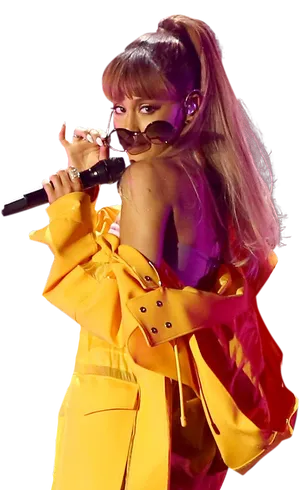 Pop Star Performance Yellow Outfit PNG Image